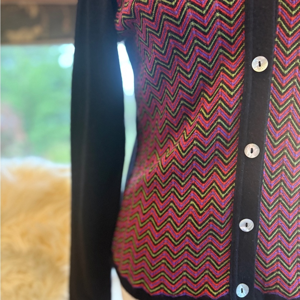 Vintage Ophelia Italian Chevron Knit Cardigan Merino Wool, Cashmere & Silk Sz Sm - Picture 5 of 8